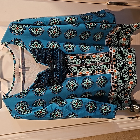 Carolyn Taylor Tops - Carolyn Taylor teal bohemian oversized top size M